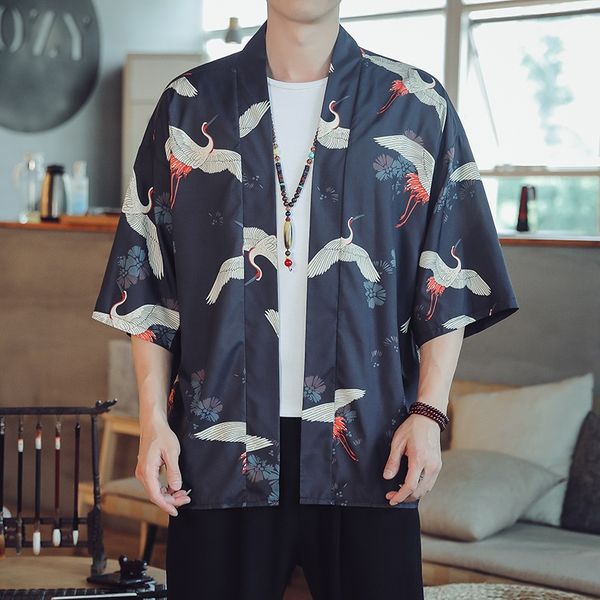 

traditional japanese kimonos cardigan men haori thin loose summer japanese kimono yukata asian clothes new mens kimono 10949, Red