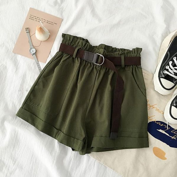 

high waist elasticity cotton shorts women fashion cool punk sashes short pants breathable loose elastic women's, White;black