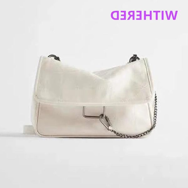 

duffel bags high withered street vintage fashion casual leather solid sewing thread print cute iron chain wint lining party women