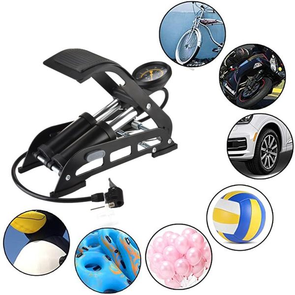 

bike pumps portable bicycle pump aluminum foot football swimming ring car air pressure gauge inflator 140psi