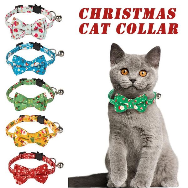 

cat collars & leads with cute bow tie decor and bell christmas party pet accessories adjustable drop