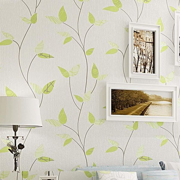 

wallpapers 3d modern home decor green leaf wallpaper for walls non woven wall paper roll background bedroom decorative