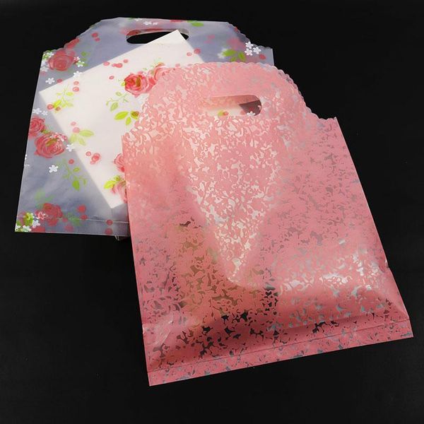 

gift wrap 50pcs plastic shopping bags with handle cloth storage bag packing party wedding boutique carrier