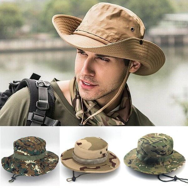 Cappellini da escursionismo Tactical Sniper Camouflage Bucket Boonies Cappelli Cappellino nepalese SWAT Army Panama Accessori militari Estate Uomo Outdoor