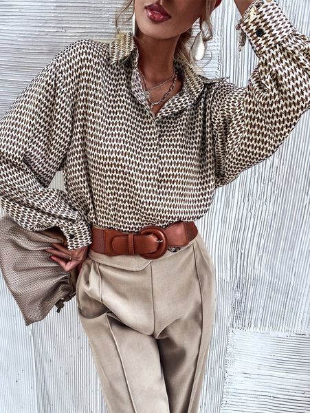 

hidden button allover print longline blouse o0kz#, White