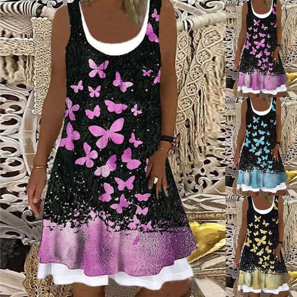 

women's 2021 loose fashion digital printing casual drs, Black
