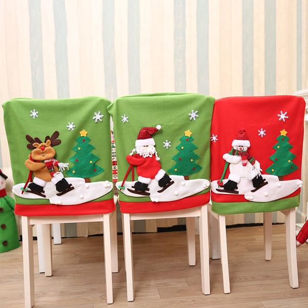 

chair covers christmas cover santa snowman elk print bench protective cloth decorations xmas year