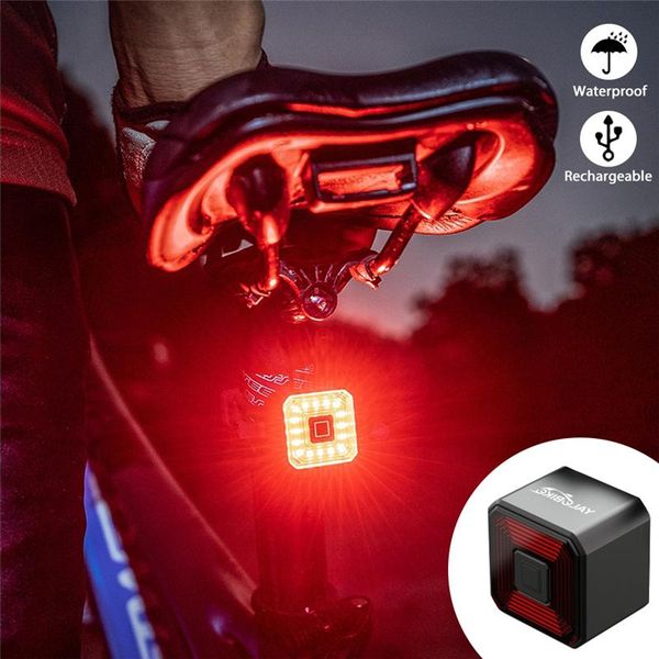 

sfit smart bicycle light rear taillight bike accessories auto on/off usb rechargeable ssignal brake lamp led safety lantern lights