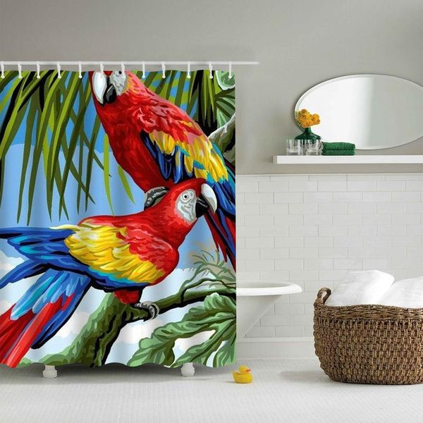 

shower curtains colorful parrot bathroom curtain with hooks decor waterproof bird 3d bath creative 180x180cm