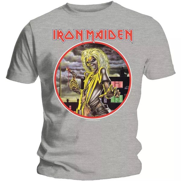 

official iron maiden t shirt killers circle grey classic rock metal band tee new, White;black