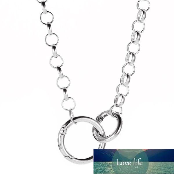 

exaggerated necklace double circle buckle punk chain silver color necklace for women jewelry gold color chocker chain choker factory price e