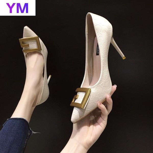 

women pumps fashion ladies high heels soft leather heels slip-on shoes woman pointed toe thin heels non-slip brand women shoes, Black