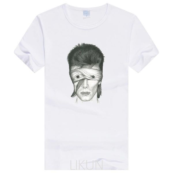 

men's t-shirts short sleeve t shirt,david bowie, size medium, band shirt music, 70's, rock tee, White;black