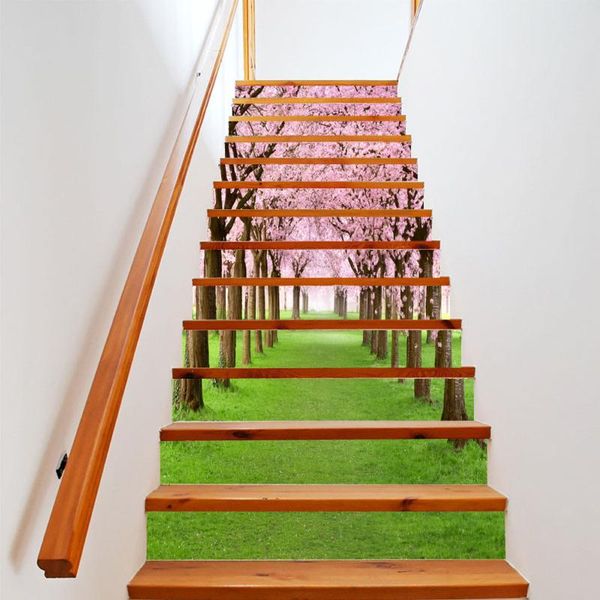 

wall stickers home renovation staircase fashion creative step decoration cherry tree beautiful street