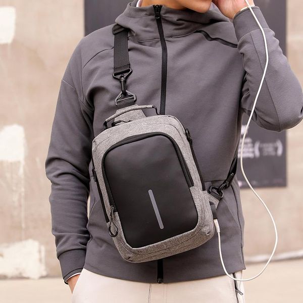 

waist bags fashion crossbody for men 2021 chest bag usb smart charging sports oxford cloth waterproof shoulder