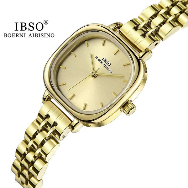 

wristwatches ibso luxury gold simple design women watches stainless steel strap japanese quartz movement waterproof drop wristwatch, Slivery;brown