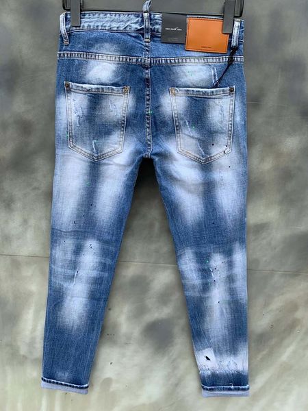 

men's jeans mens luxury designer ny ripped cool guy causal hole denim fashion brand fit men washed pants 61288, Blue