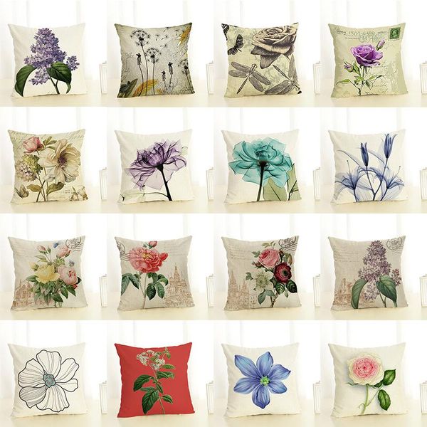 

cushion/decorative pillow watercolor colorful flowers cushion cover throw case for home chair sofa decoration square pillowcases