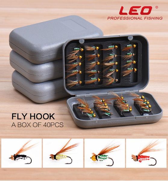 

40pcs / box bionic insect shape carbon steel fishing hook fishhooks tackle with hooks