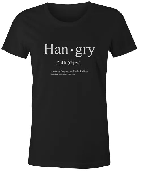

han gry womens t-shirt food funny hungry tumblr quote tee, White;black