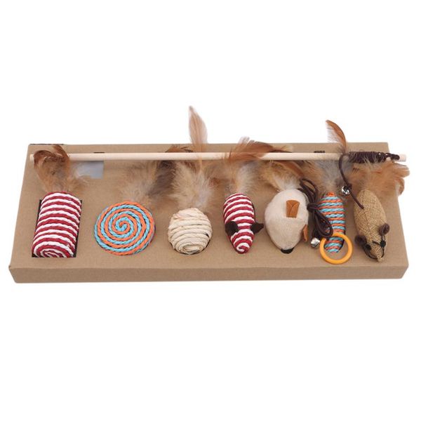 

cat toys 7pcs/set funny stick set pet cats interactive play toy simulation mouse molar feather supplies gift for