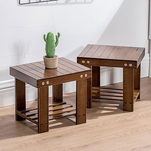 

household pastoral style square stool living room entryway bathroom balcony creative bamboo footstool laundry bath mats