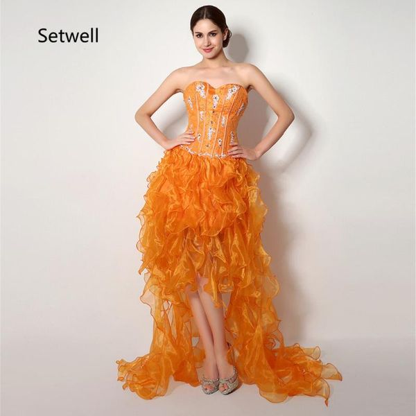 

party dresses setwell fashion high low prom shining sequined beading strapless custom made quality evening dress, White;black