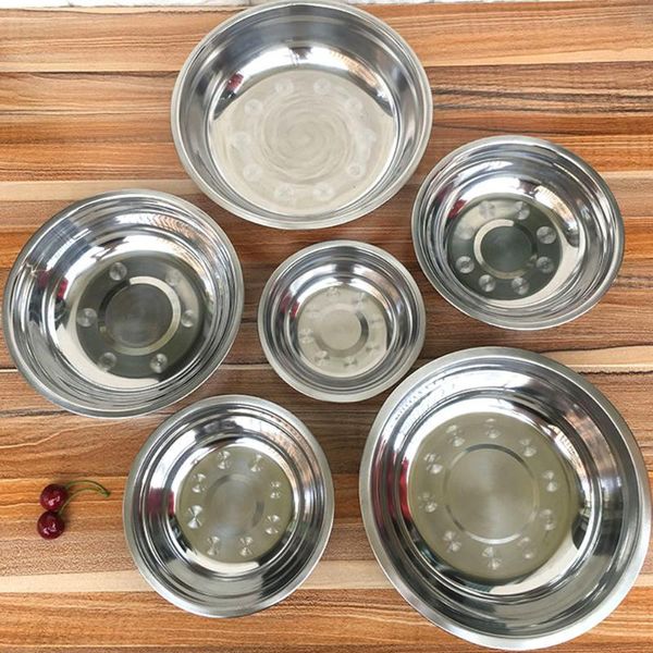 

bowls 1pc 14cm - 24cm stainless steel soup multi-function round pot palte dishes kitchen tools 6 different size