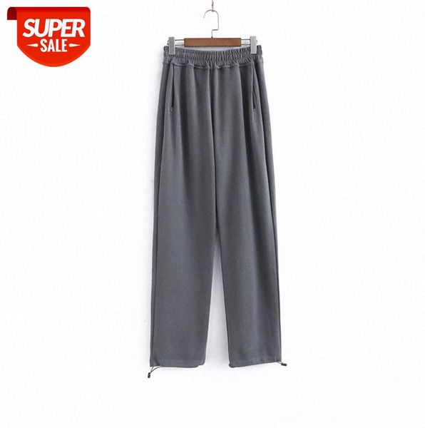 

li zhiqi hang drawstring sweatpants women's high waist loose wide legs casual harlan pants 110415 #ry2m, Black;gray