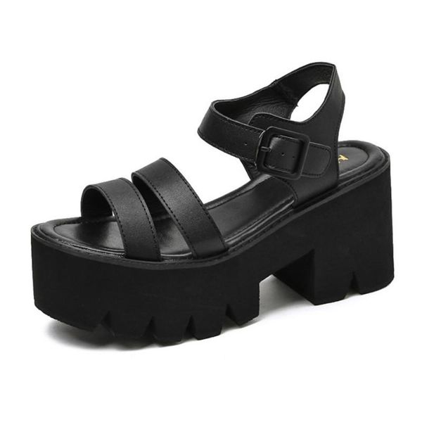 

women's sandals for women and ladies chunky-heel hollow-out comfortable high-heel black rome -6-6