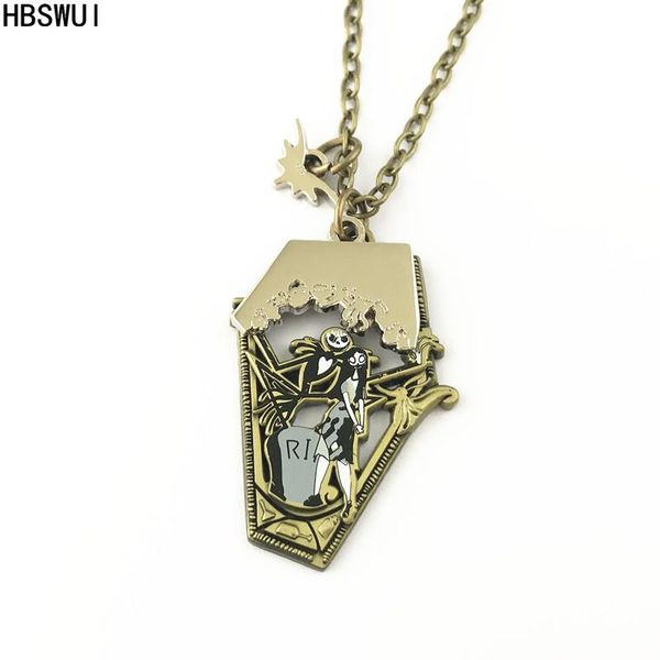 

pendant necklaces hbswui nightmare before christmas necklace fshion metal jewelry gifts for woman girl men, Silver