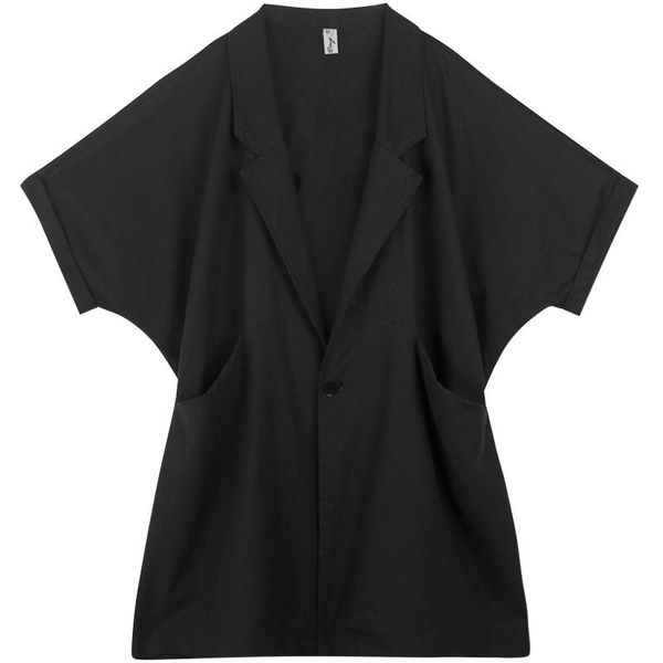 

men's casual shirts catwalk stage singer super loose cotton linen short sleeve windbreaker hip-hop thin coat, White;black