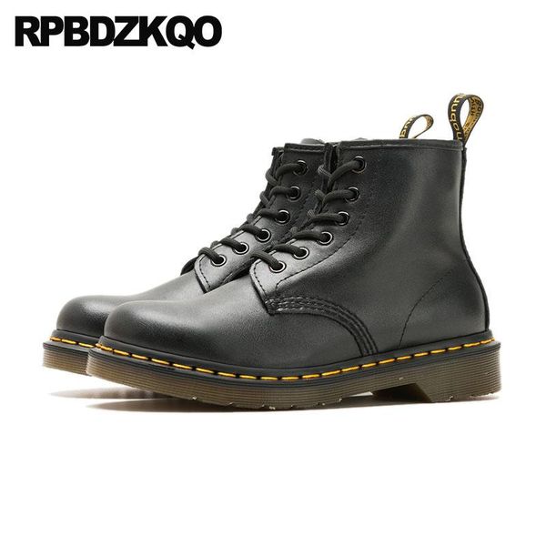 

boots waterproof shoes women army combat muffin flat fashion military 10 12 44 flatform ankle platform big size, Black