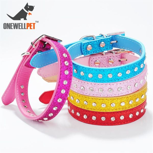 

puppy dog collar rhinestone leashes bite neck strap strong gold powder pu material xs small cat supplies 5 colors collars
