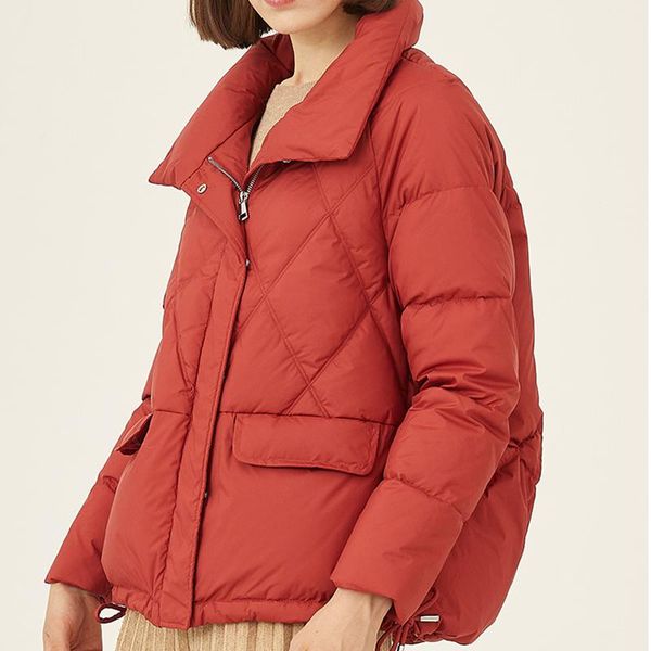 

women's down & parkas stand collar loose thick warm women short coat winter female 90% white duck black lady snow outwear