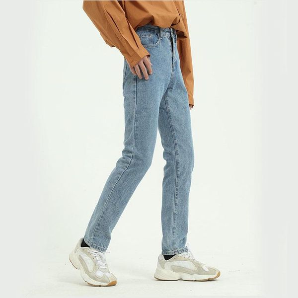 

men vintage casual classic jeans pants male high street hip hop slim fit denim trousers japan korea style pant men's, Blue