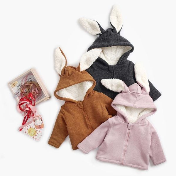 

jackets cute ear hooded kids warm winter coats velvet outwear clothes for children, Blue;gray