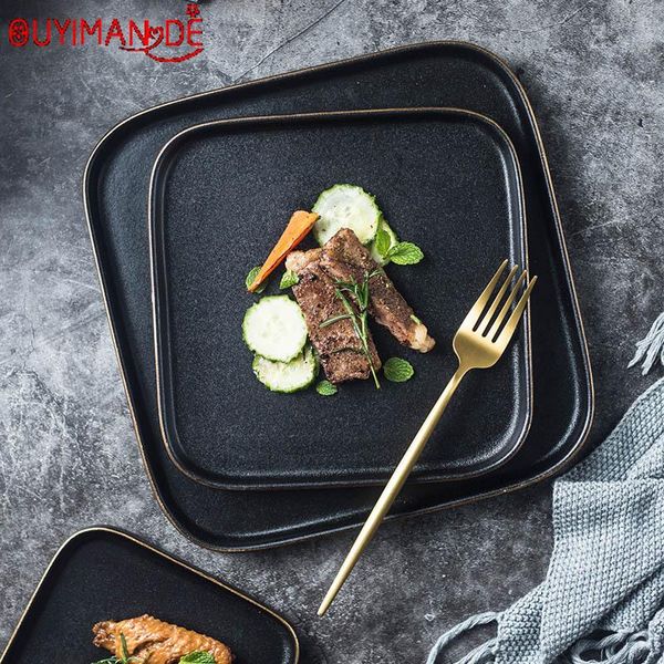 

dishes & plates classic fashion square grinding west dish son glaze under color ceramic steak black restaurant tray el tableware breakfast