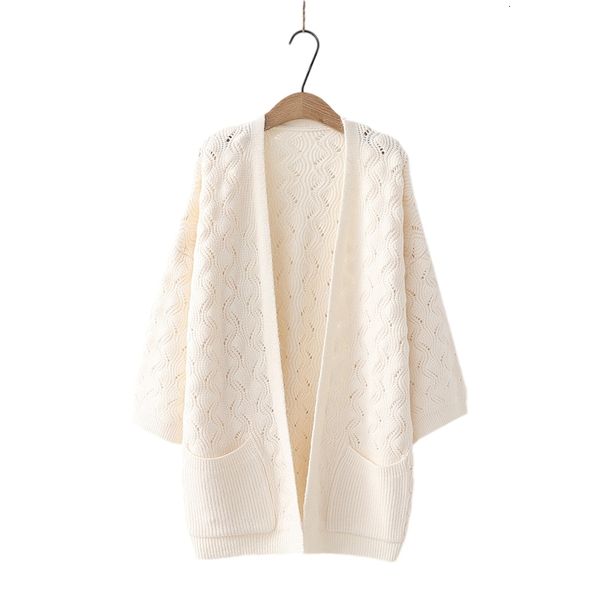 

autumn women open front sweater cardigan female korean fashion chic cashmere hollow knitted long sleeve wool jumper coat, White