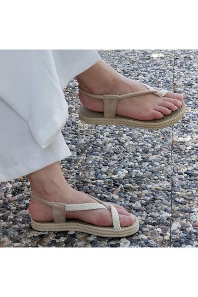 

sandals 2302 women's beige braided thong, Black