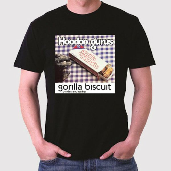 

hoodoo gurus gorilla biscuit men's black t-shirt size s to 3xl, White;black