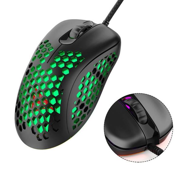 

mice wired gaming mouse luminous computer rgb honeycomb game for pc laptop