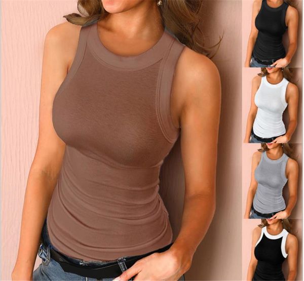 

summer women's tank colour crew thin cotton ladies tshirts, White