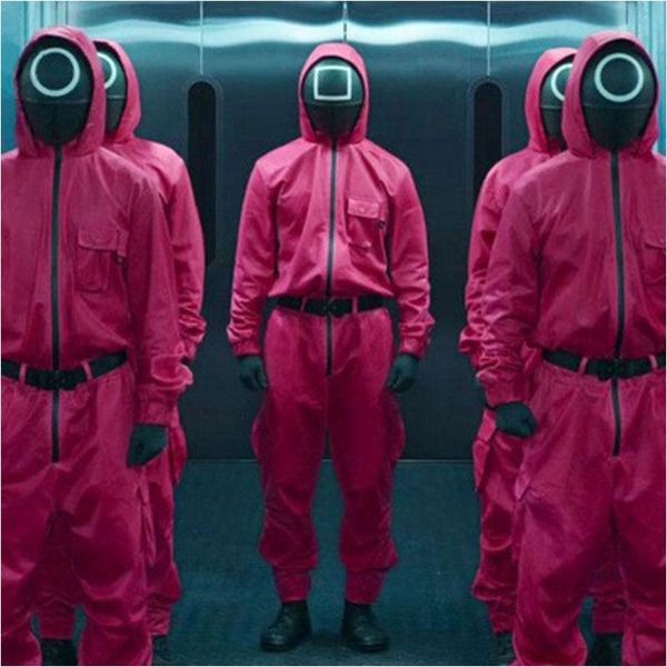 

jogging clothing korean drama squid game cos clothes cosplay one-piece, Black;red