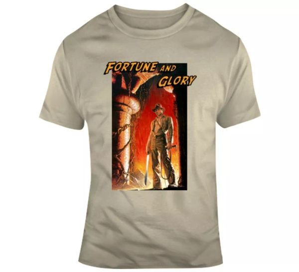 

fortune & glory indiana jones quotes doom movie parody fan t shirt, White;black