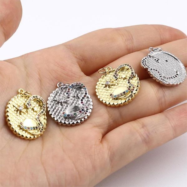 

charms fashion galaxy planet multicolor rhinestone pendant diy jewelry making findings necklace accessory gift 26mmx20mm, Bronze;silver