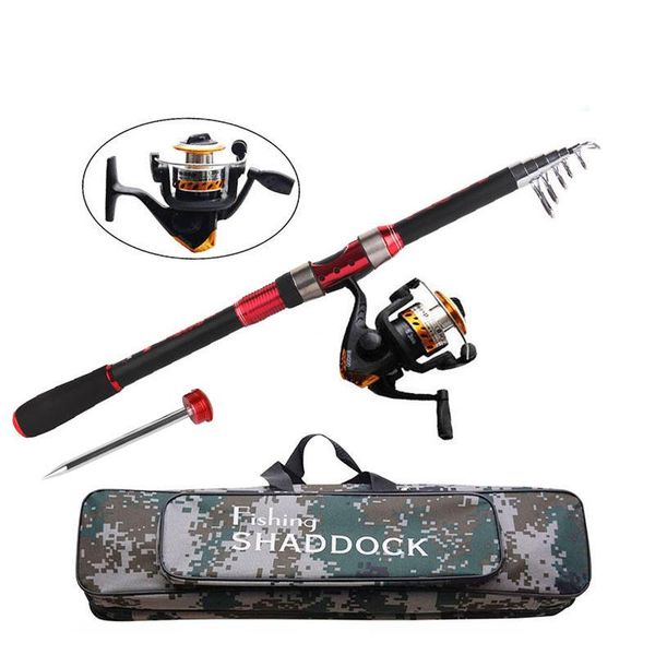 

fishing reel and rod set with spinning 2.1m combo bags tackle