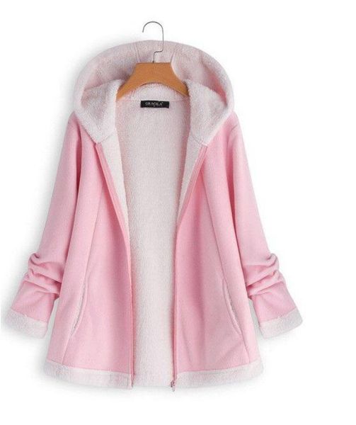 

women's jackets fashion winter pocket zipper jacket long sleeve plush hoodie coat, Black;brown