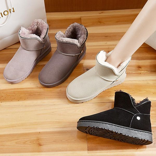 

boots 2021 winter leisure snow plus velvet thick cotton shoes women's short concise student warmth female comfort, Black