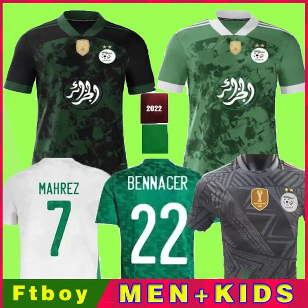 

algerie 2021 home white away green soccer jerseys mahrez feghouli bennacer atal 20 21 algeria football kits shirt men + kids sets maillot de, Black;yellow
